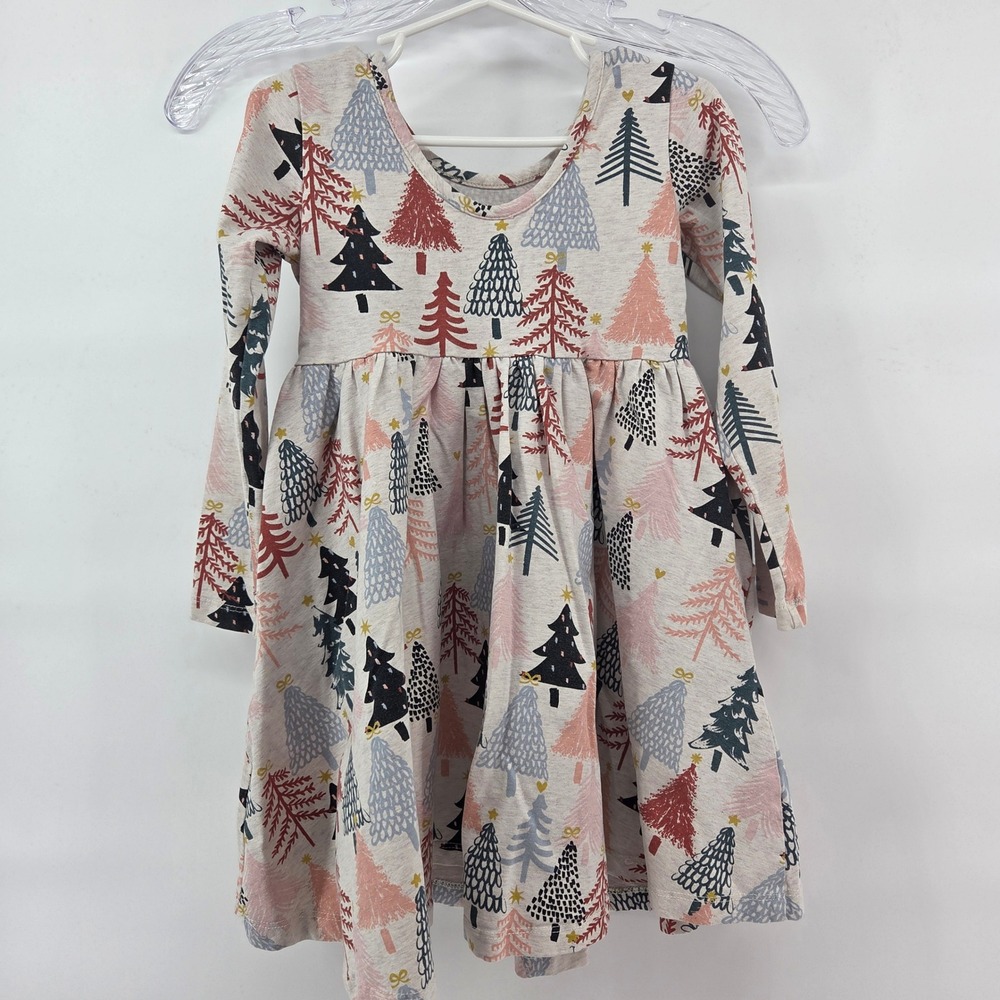 Hanna Andersson Dress Size 4 Multicolor Christmas Tree Pockets Holiday Eclectic